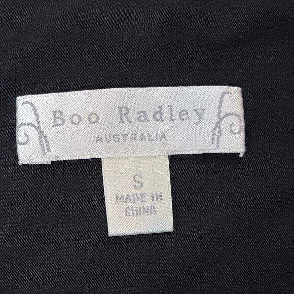Boo Radley Australia Black Velvet Striped Long Sleeve Blouse Small - Picture 3 of 9